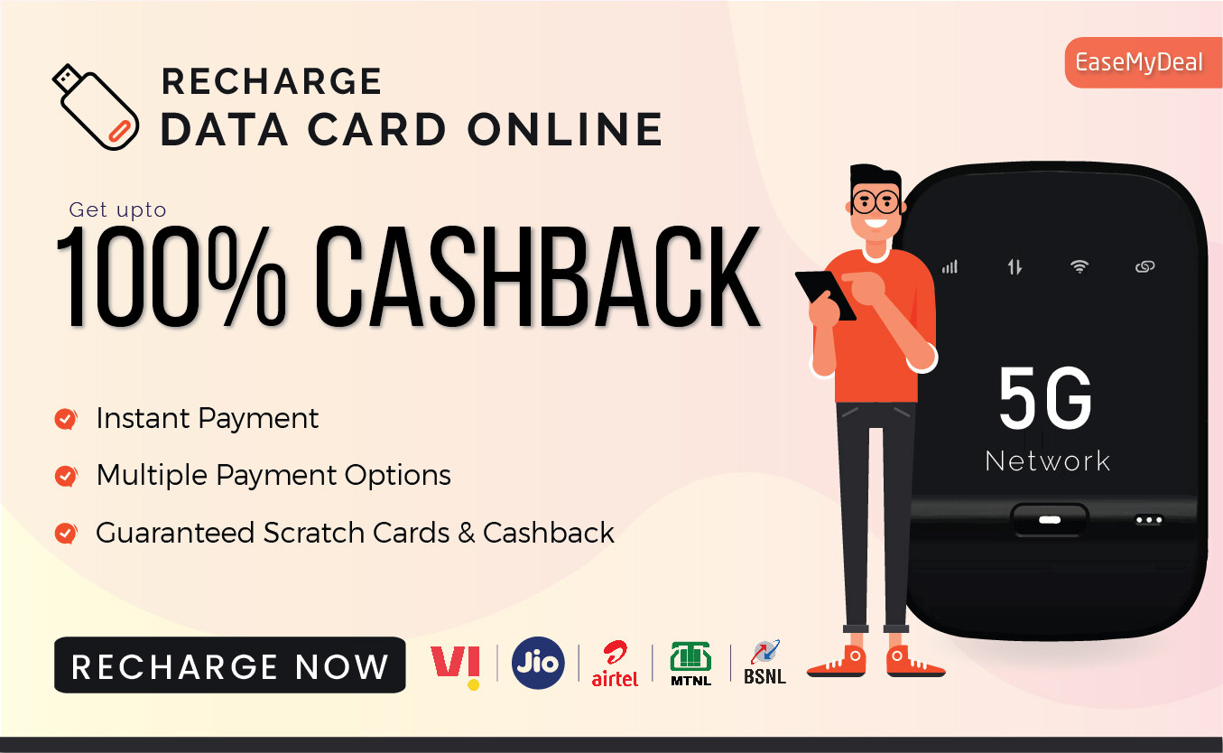 Data Card Recharge Online Prepaid Data Card Recharge offers on EaseMyDeal