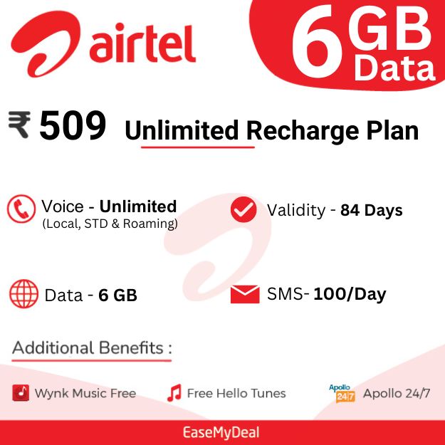 Airtel 509 Unlimited Recharge Plan