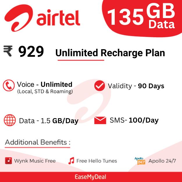 Airtel 929 Unlimited Recharge Plan